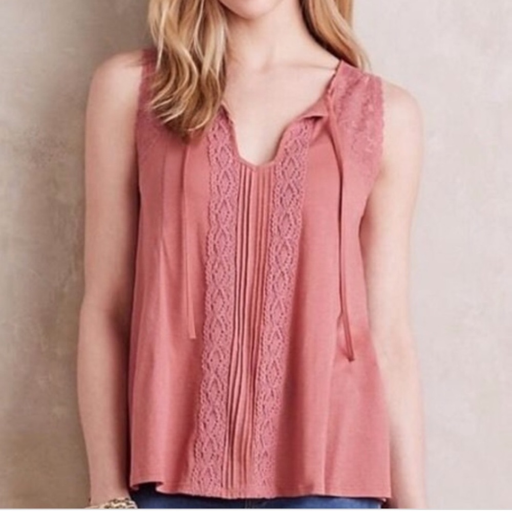 Anthropologie | Meadow Rue Laced Tie Neck Tank Top